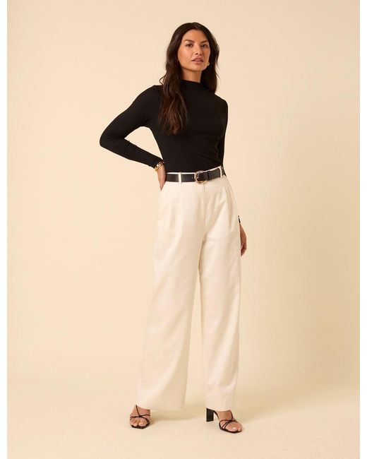 Nobody's Child Natural Tailored Wide Leg Trousers