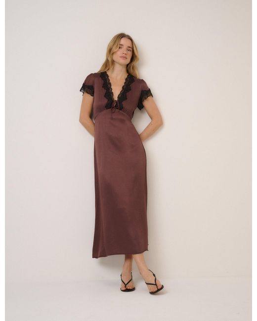 Nobody's Child Pink Lace Trim Aida Midi Dress