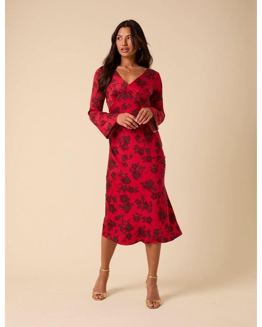 Nobody's Child Red Floral Josie Midi Dress