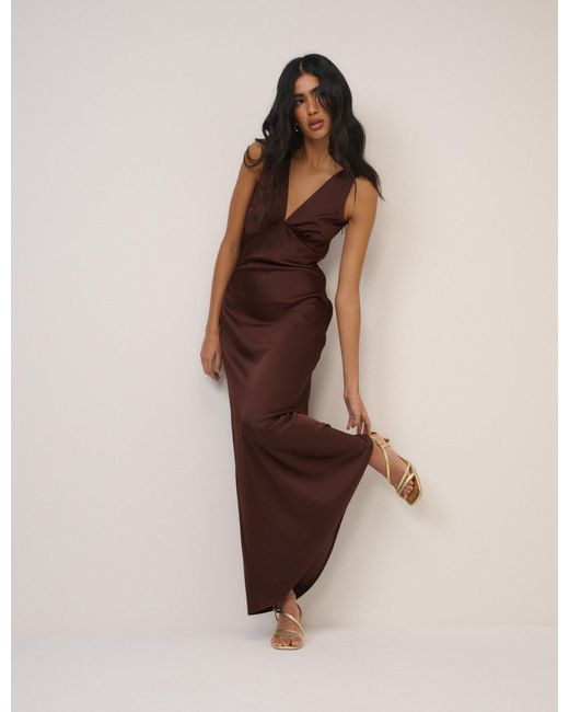 Nobody's Child Natural Satin Joey Maxi Dress