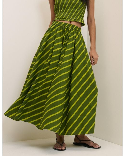 Nobody's Child Green Striped Crystal Maxi Skirt