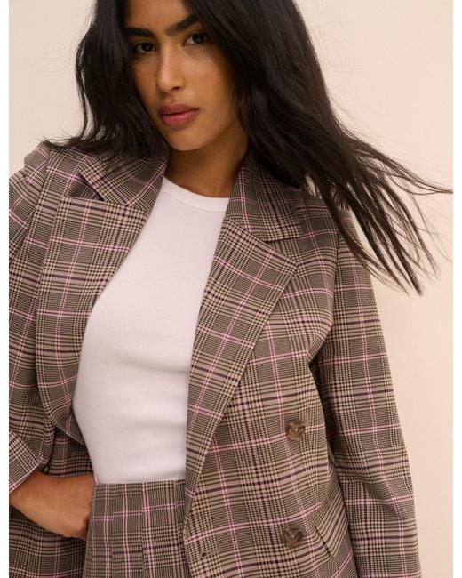 Nobody's Child Brown Check Double Breasted Alicia Blazer