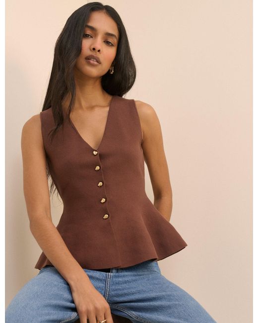 Nobody's Child Brown Peplum Knitted Top