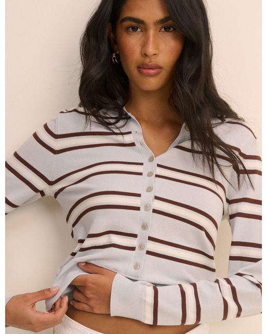 Nobody's Child Natural Baby Striped Long Sleeve Knitted Polo Top