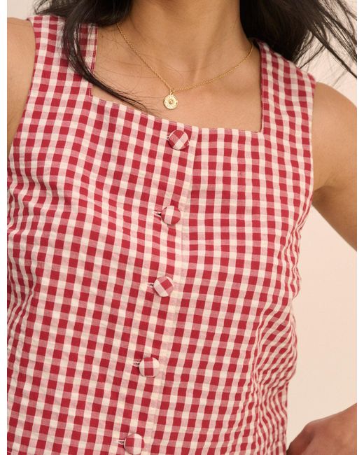 Nobody's Child Red Gingham Button Front Top