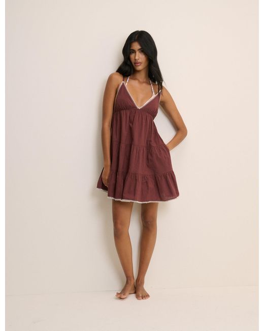 Nobody's Child Purple Tiered Mini Beach Dress