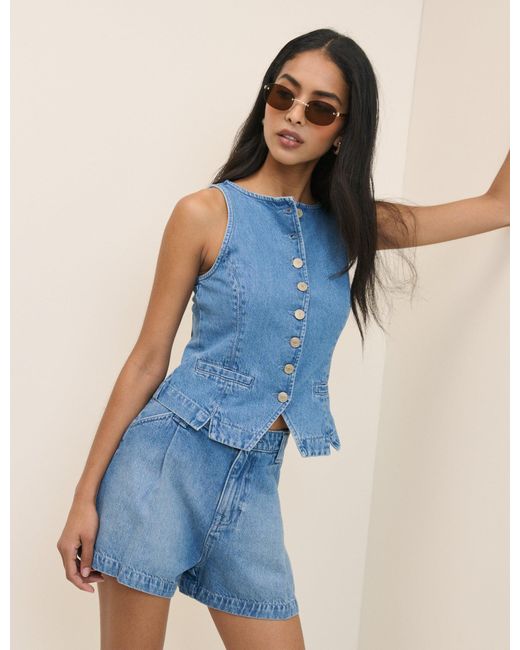 Nobody's Child Blue Mid Rise Denim Shorts