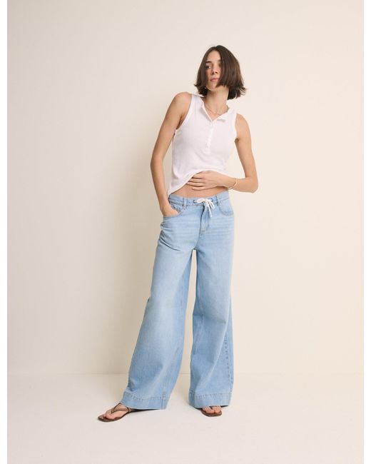 Nobody's Child Blue Light Drawstring Wide Leg Wickham Jean