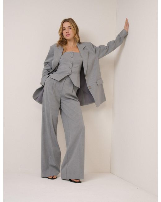 Nobody's Child Gray Pinstripe Boyfriend Blazer