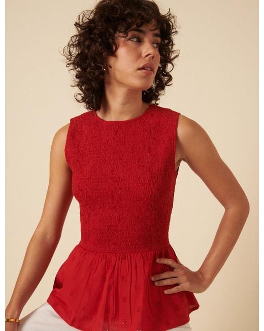 Nobody's Child Red Broderie Anglaise Peplum Top