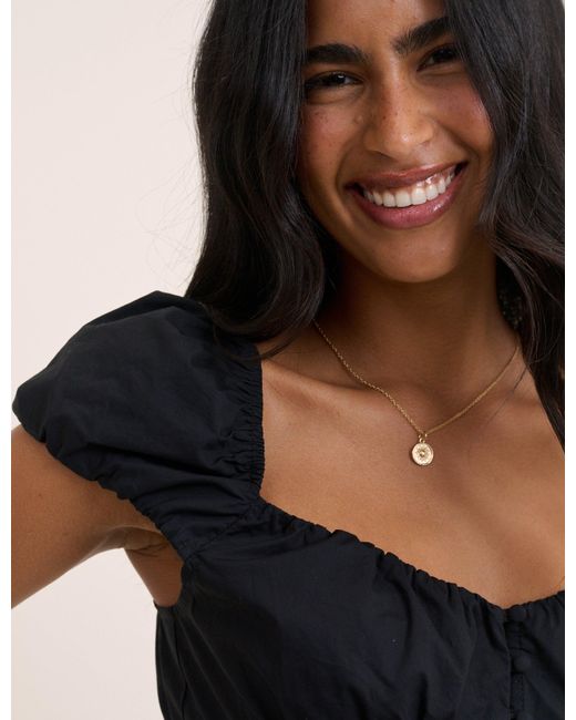 Nobody's Child Black Ruched Puff Sleeve Caia Top