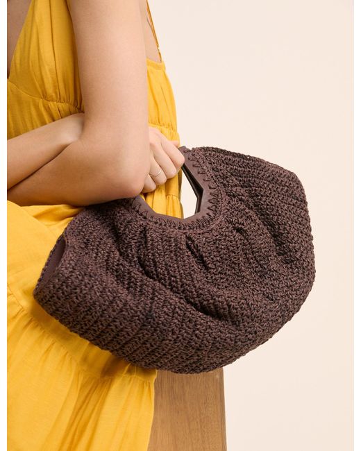 Nobody's Child Orange Raffia Clutch Bag