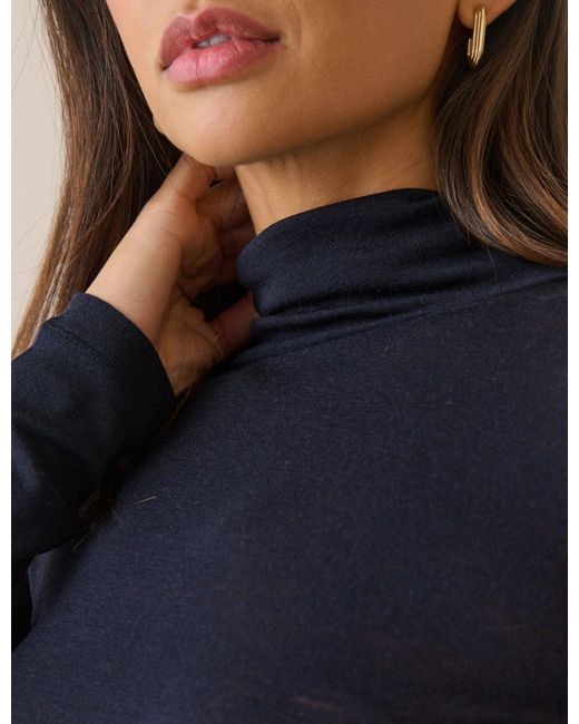 Nobody's Child Black Merino Wool Roll Neck Top