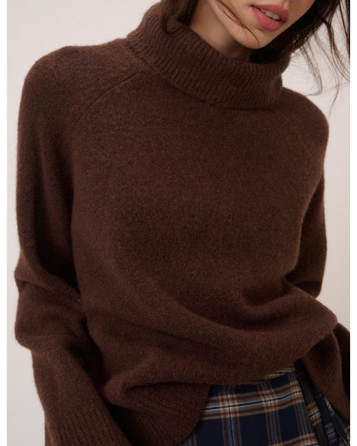 Nobody's Child Brown Roll Neck Jumper Relaxed Fit