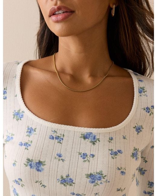 Nobody's Child Natural Floral Pointelle Long Sleeve Top