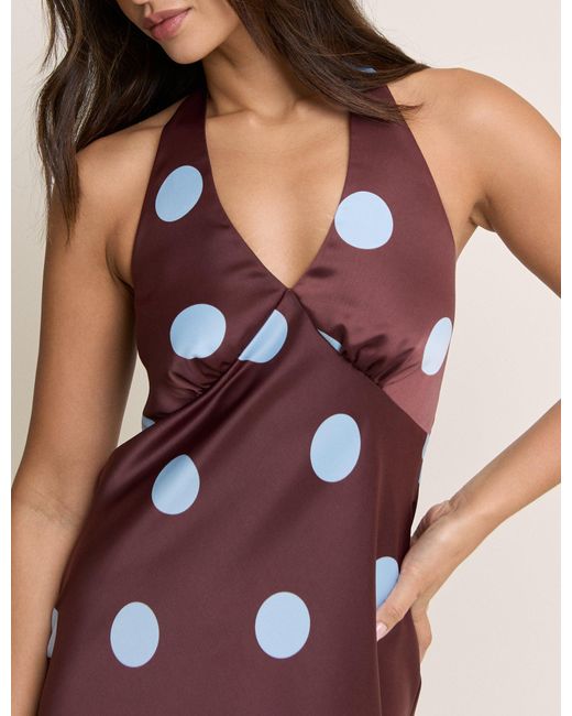 Nobody's Child Brown Polka Dot Cali Halterneck Maxi Dress