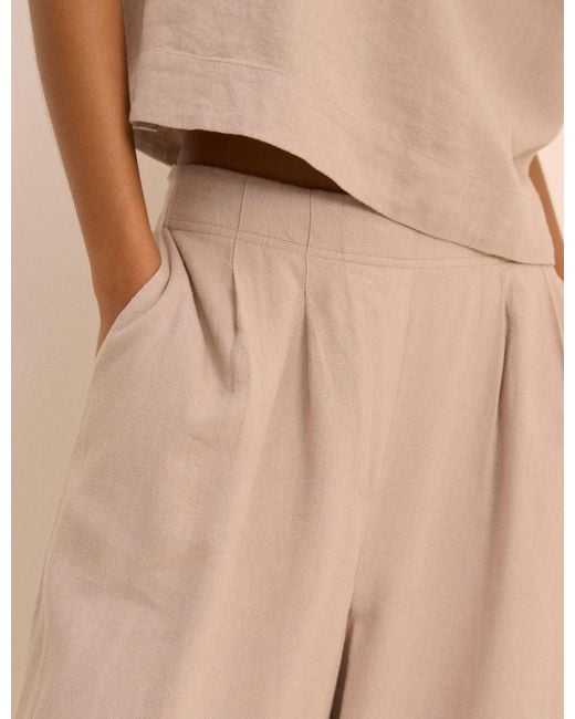 Nobody's Child Natural Linen-Blend Silsoe Clean Wide Leg Trousers