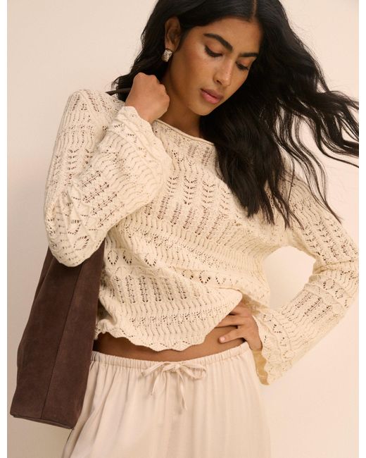 Nobody's Child Natural Pointelle Boat Neck Jumper