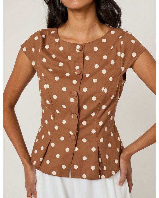 Nobody's Child White Polka Dot Tailored Top