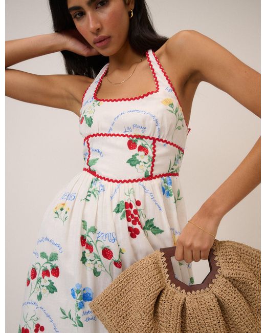 Nobody's Child White Printed Halterneck Hallie Midi Dress