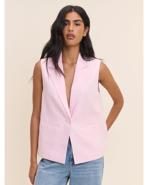 Nobody's Child Pink Baby Sleeveless Boxy Blazer