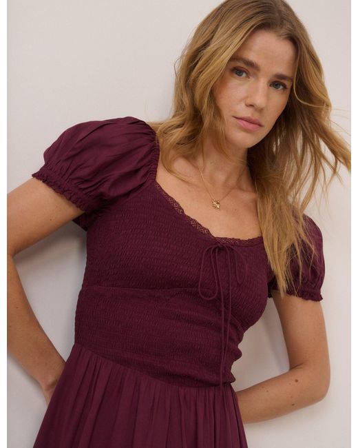 Nobody's Child Purple Puff Sleeve Savanna Midi Dress