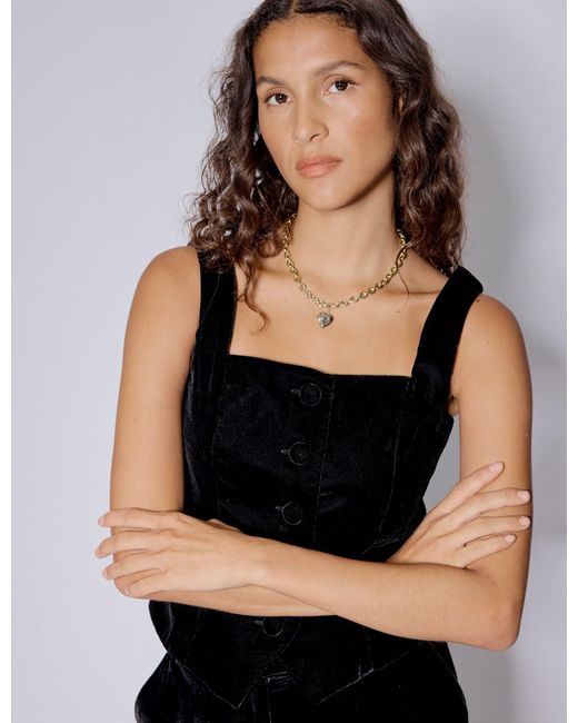 Nobody's Child Black Velvet Square Neck Waistcoat