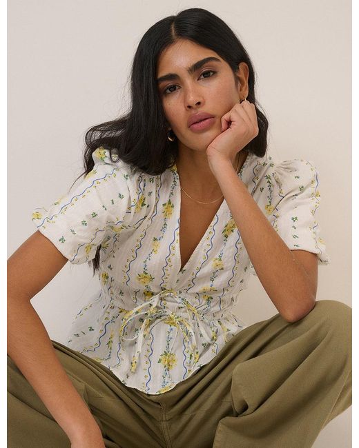 Nobody's Child Natural Ditsy Floral Cordelia Top