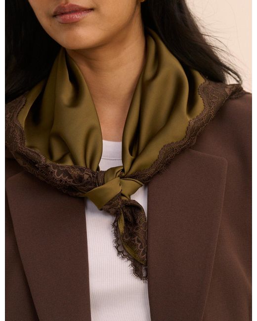 Nobody's Child Brown Lace Trim Square Scarf