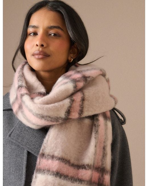 Nobody's Child Brown Cream And Check Blanket Scarf