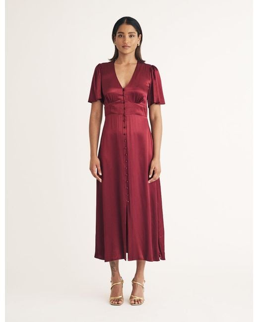 Nobody's Child Red Burgundy Bridesmaid Erin Midi Dress