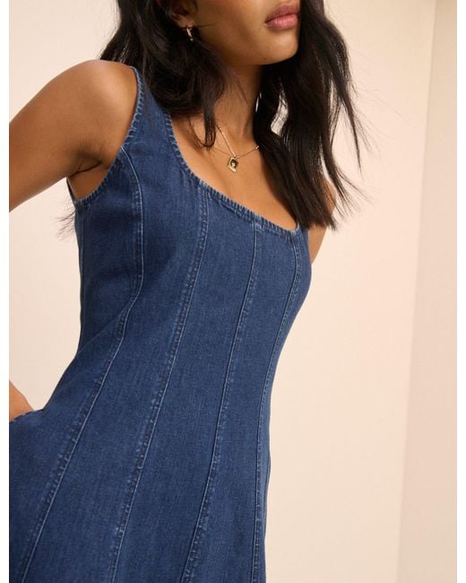 Nobody's Child Blue Dark Wash Denim Rowe Midi Dress