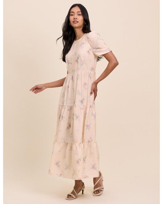 Nobody's Child Natural Floral Hudson Midi Dress