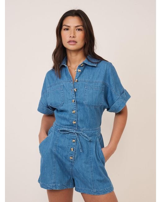 Nobody's Child Blue Denim Button Down Playsuit