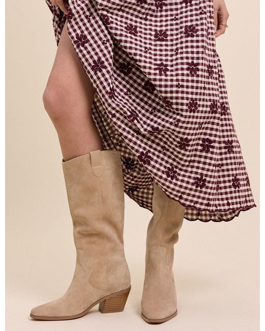 Nobody's Child Natural Light Suede Western Boots