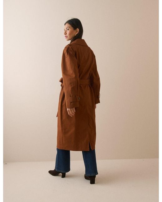 Nobody's Child Brown Light Double-Breasted Trench Coat