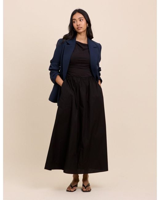Nobody's Child Natural Draped Off Shoulder Beth Midi Dress