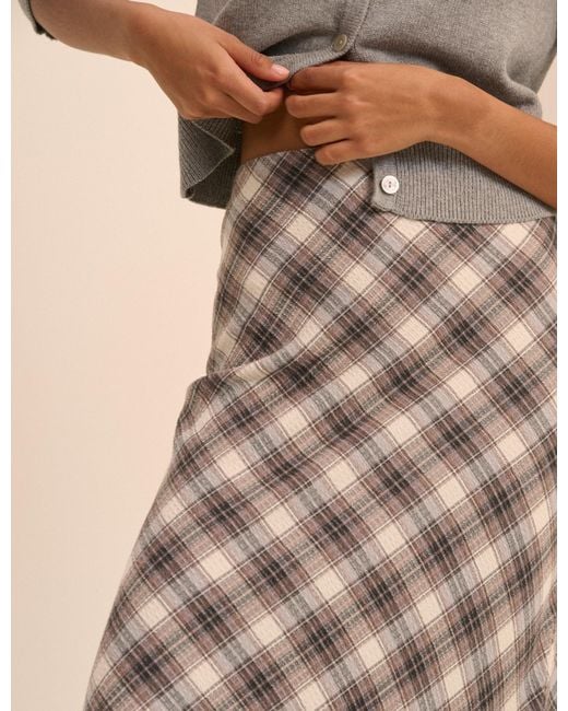 Nobody's Child Natural Check Midi Slip Skirt