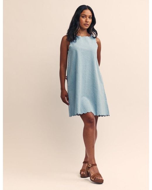 Nobody's Child Blue Fearne Cotton Denim Scallop Trim Finsbury Mini Dress