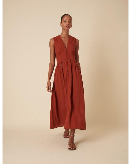 burnt orange sleeveless starlight midi dress Burnt Orange Chiffon Midi Dress  self-portrait-US