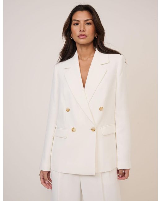 Nobody's Child Natural Double Breasted Alicia Crepe Blazer