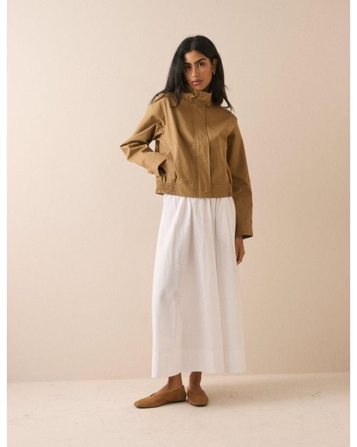 Nobody's Child Natural Camel Funnel Neck Trinity Bomber Jacket