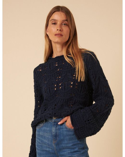 Nobody's Child Chunky Pointelle Jumper in Blue Lyst UK