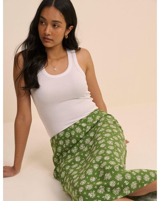 Nobody's Child Green Floral Mila Midi Slip Skirt