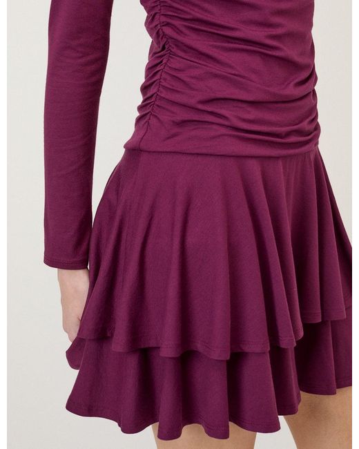Nobody's Child Purple Burgundy Tiered Yuki Jersey Mini Dress