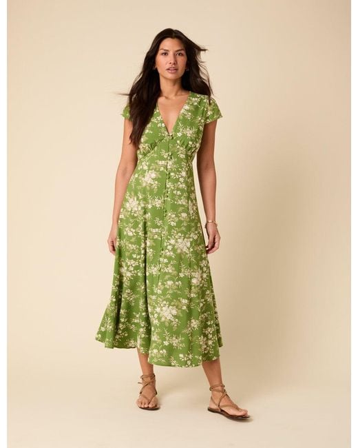 Nobody's Child Green Floral Avery Midi Dress