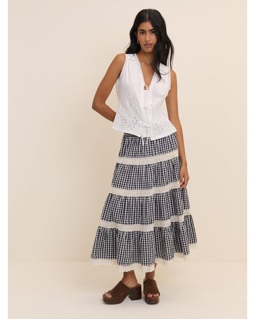 Nobody's Child White Embroidered Tie Front Top