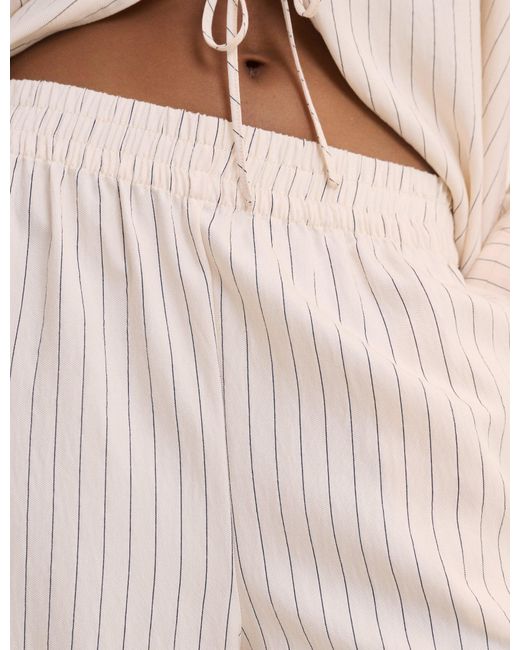 Nobody's Child Natural Pinstripe Wide Leg Trousers