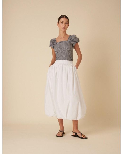 Nobody's Child White Bubble Hem Midi Skirt