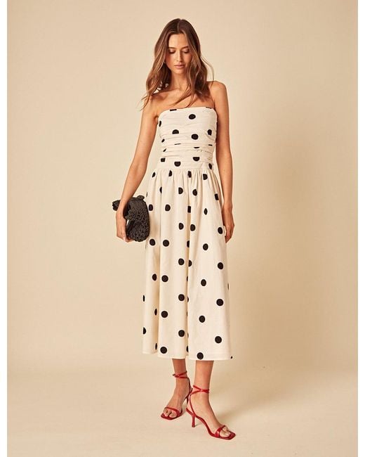 Nobody's Child Natural Polka Dot Bandeau Felicity Midi Dress